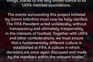 德足协主席：因凡蒂诺独断专行，必须确保FIFA塑造全新的组织文化