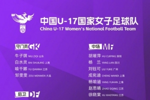 U-17女足集训名单：马晓旭挂帅；杨睿雪、牛子琪领衔30名球员入选