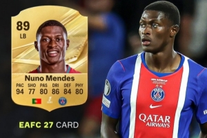 评分89！努诺·门德斯成EA的FC/FIFA游戏中，历史评分最高左后卫