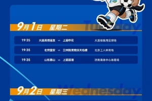 足协杯1/4决赛赛程：英博vs申花、泰山vs海港9月1日19:35开球