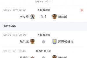 暂升第二！赫尔城连克曼联、考文垂，英超开局两连胜且零封