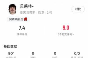贝时尚还能战！31岁贝莱林顶住维尼修斯+姆巴佩攻势，全场7次抢断