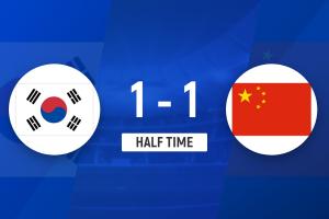 半场-U23国足1-1韩国U23 王钰栋单刀破门毛伟杰献助攻徐彬送角球