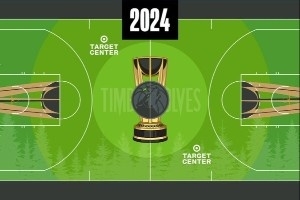 森林狼晒近四年NBA杯专属地板设计对比：你最喜欢哪一年的配色？