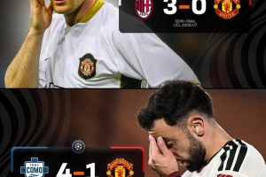 曼联时隔19年再次在意大利的欧冠客场输球，上次是03年0-3AC米兰